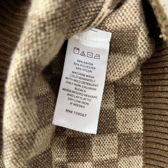 Willow & Wind Sweater Vest Womens Small Brown Beige Checkerboard V Neck Knit - Picture 6 of 7